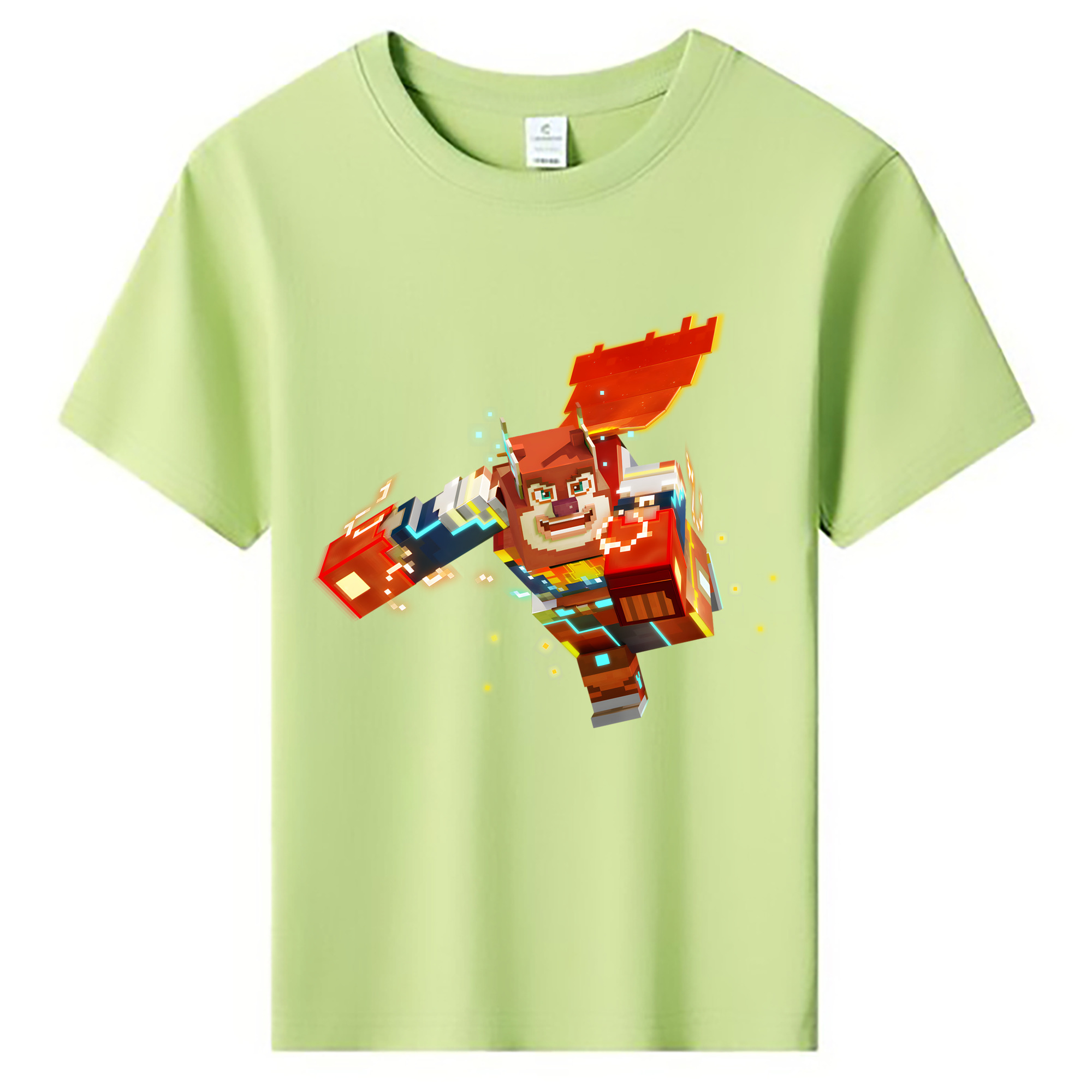（画像用） マインクラフト ブロックの世界 Minecraft MC Block world 綿100％キッズTシャツ（フロントプリント）